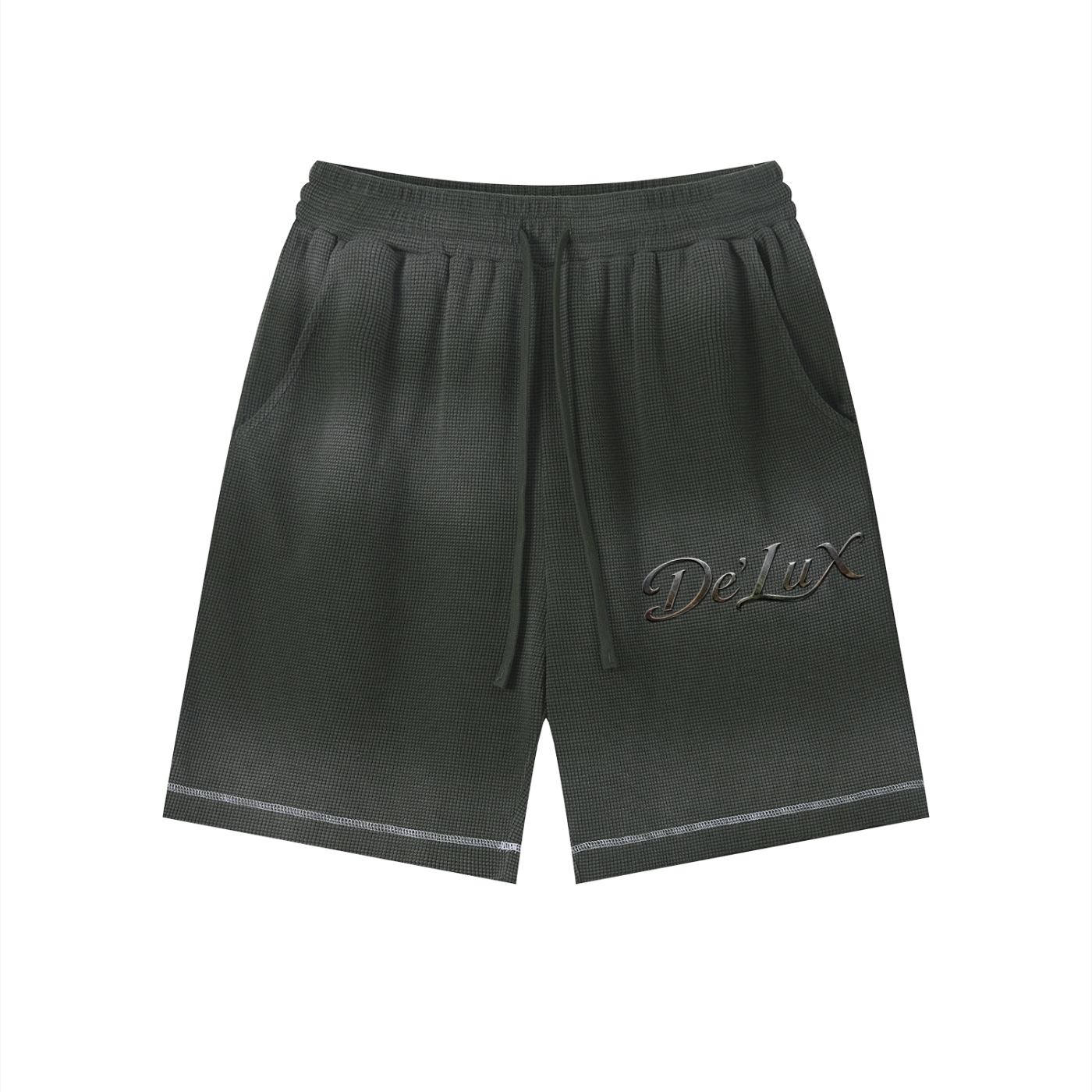 Unisex Sunfade Waffle Raw Hem Shorts