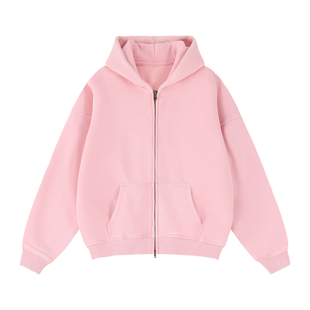DeLuX Zip-Through Boxy Fleece Hoodie