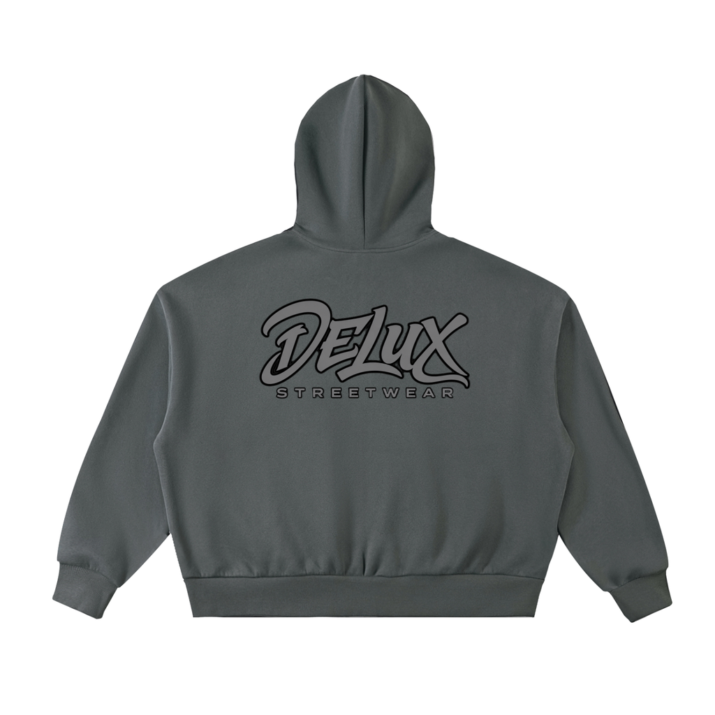 DeLuX Fleeced Full-Zip Boxy Hoodie
