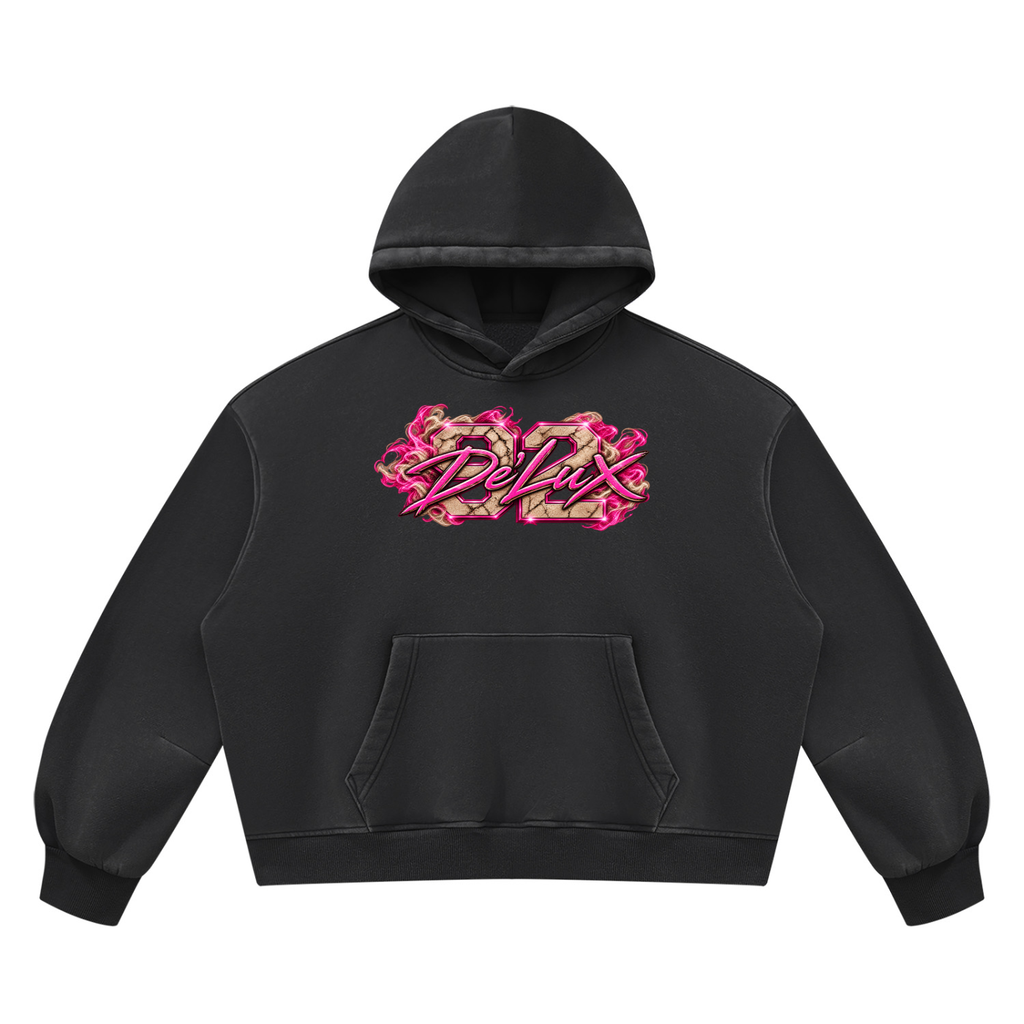 DeLuX Vintage Wash Boxy Fleece Hoodie