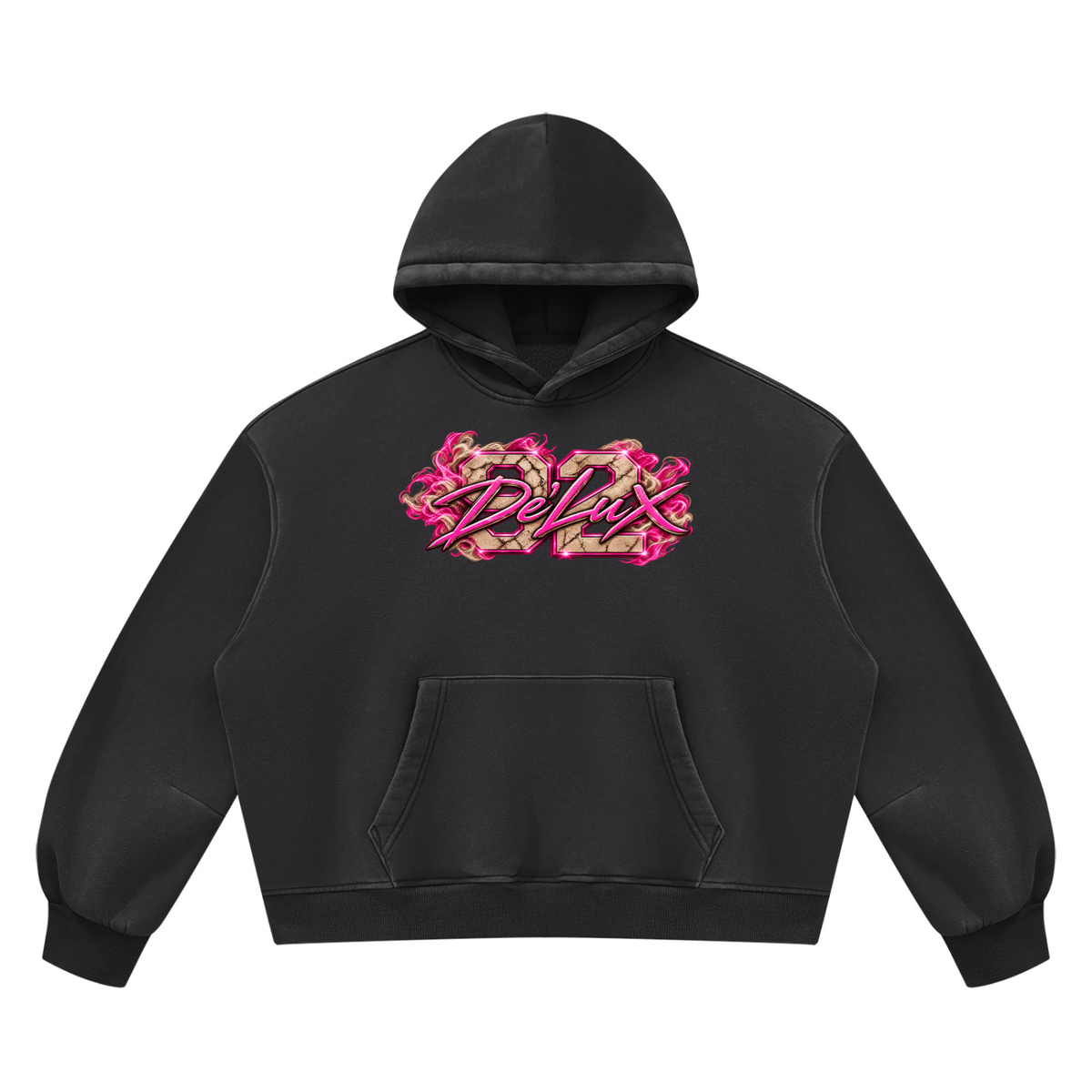 DeLuX Vintage Wash Boxy Fleece Hoodie
