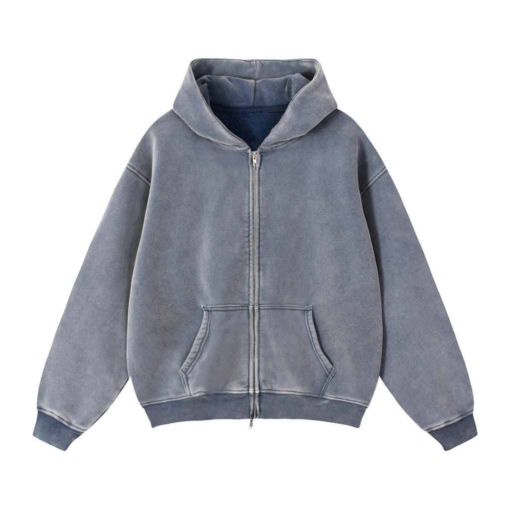 DeLuX Zip-Through Boxy Fleece Hoodie