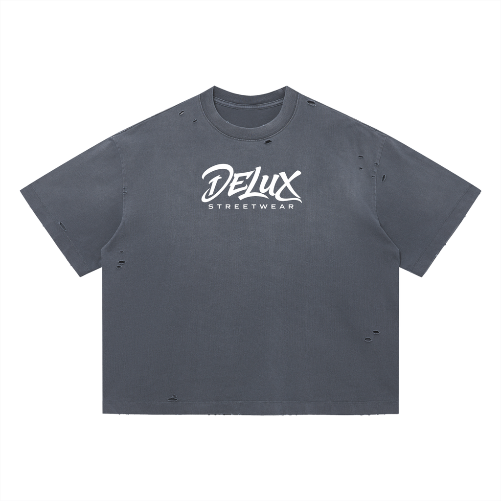 DeLuX Vintage Washed Distressed Boxy Oversized T-Shirt
