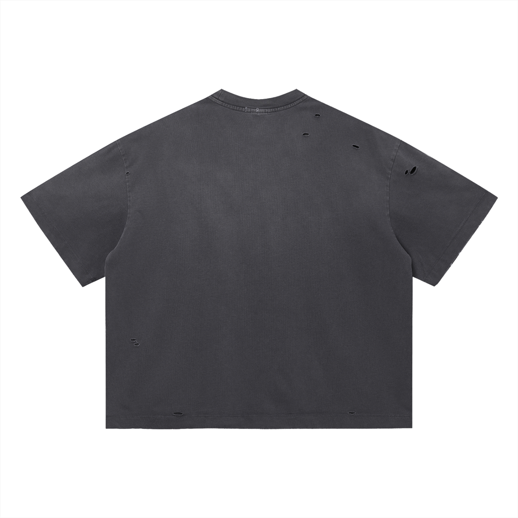 DeLuX Vintage Washed Distressed Boxy Oversized T-Shirt