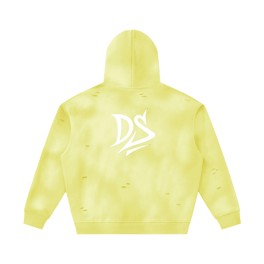 Unisex Sunfade Frayed Fleece Hoodie