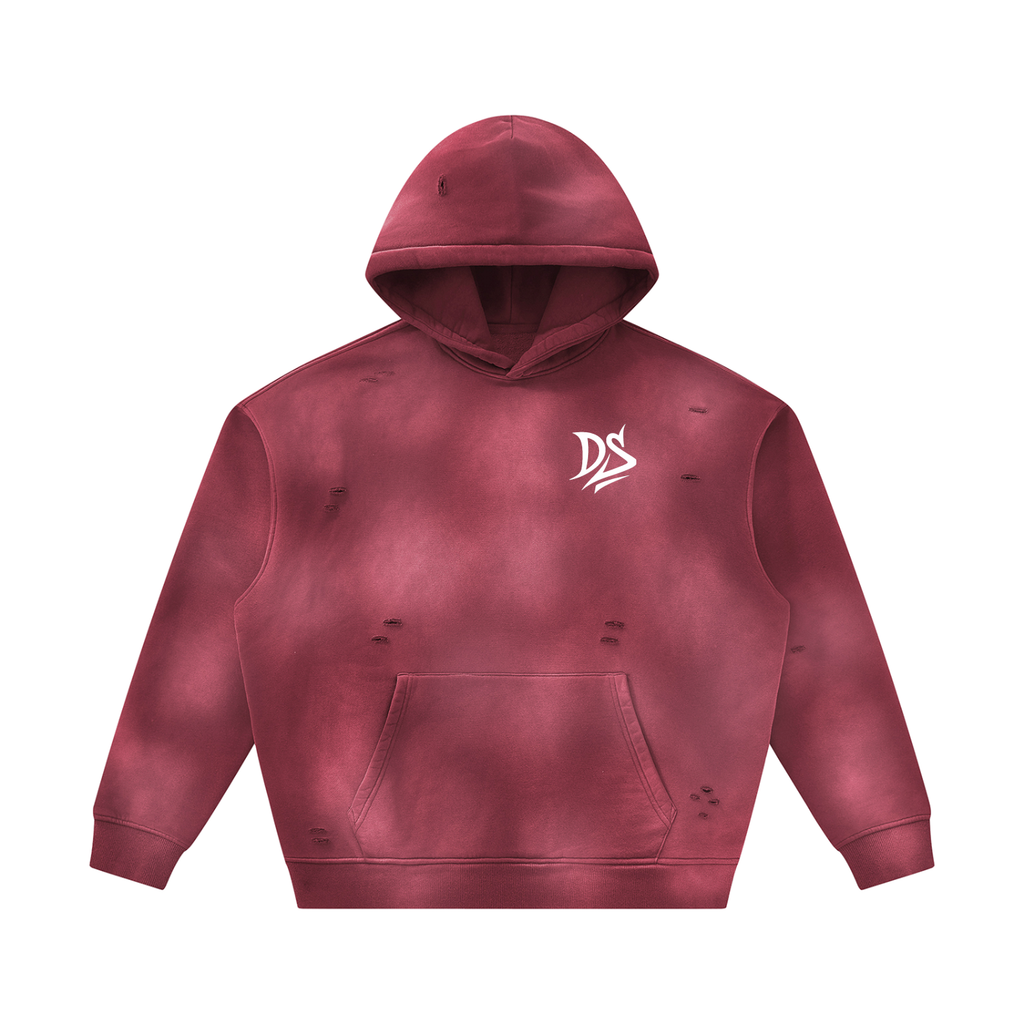 Unisex Sunfade Frayed Fleece Hoodie