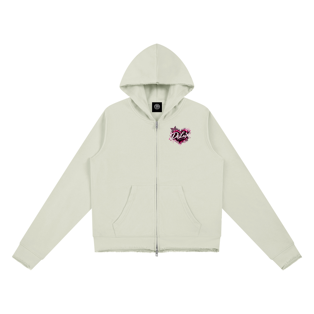 DeLuX Women’s Raw Edge Full Zip Hoodie