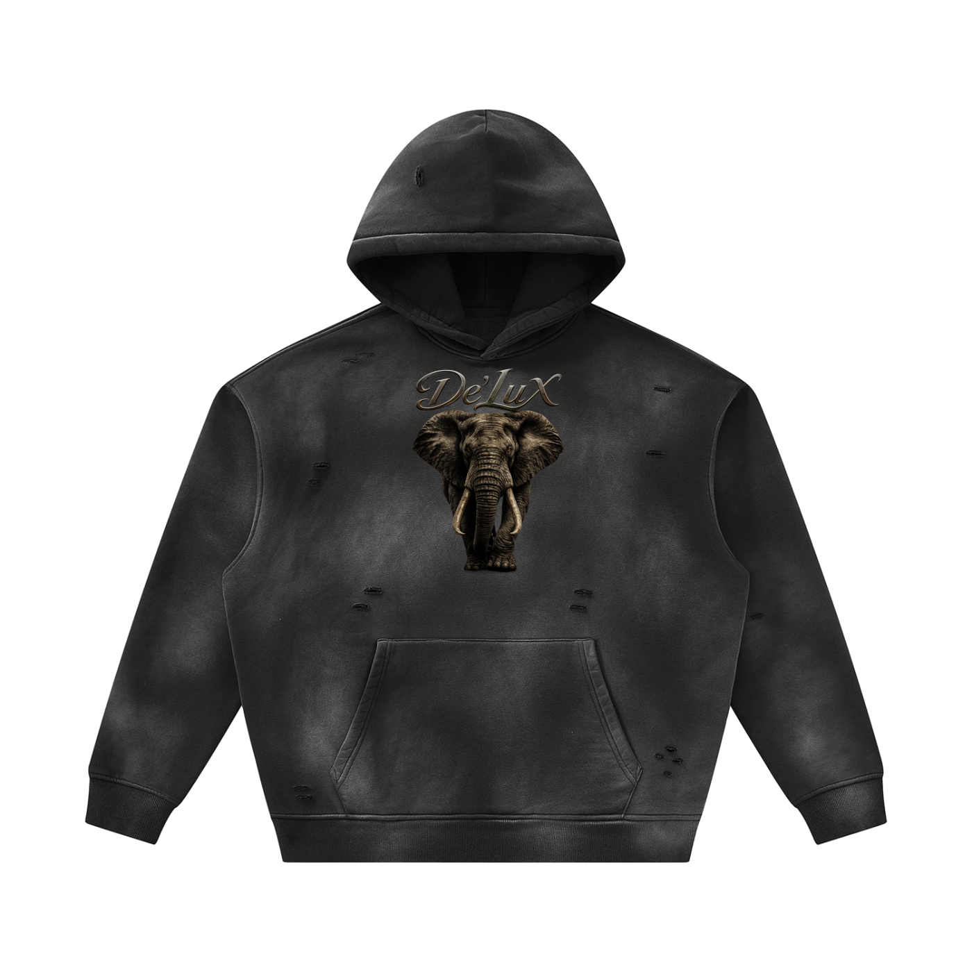 Elephant Sunfade Frayed Fleece Hoodie