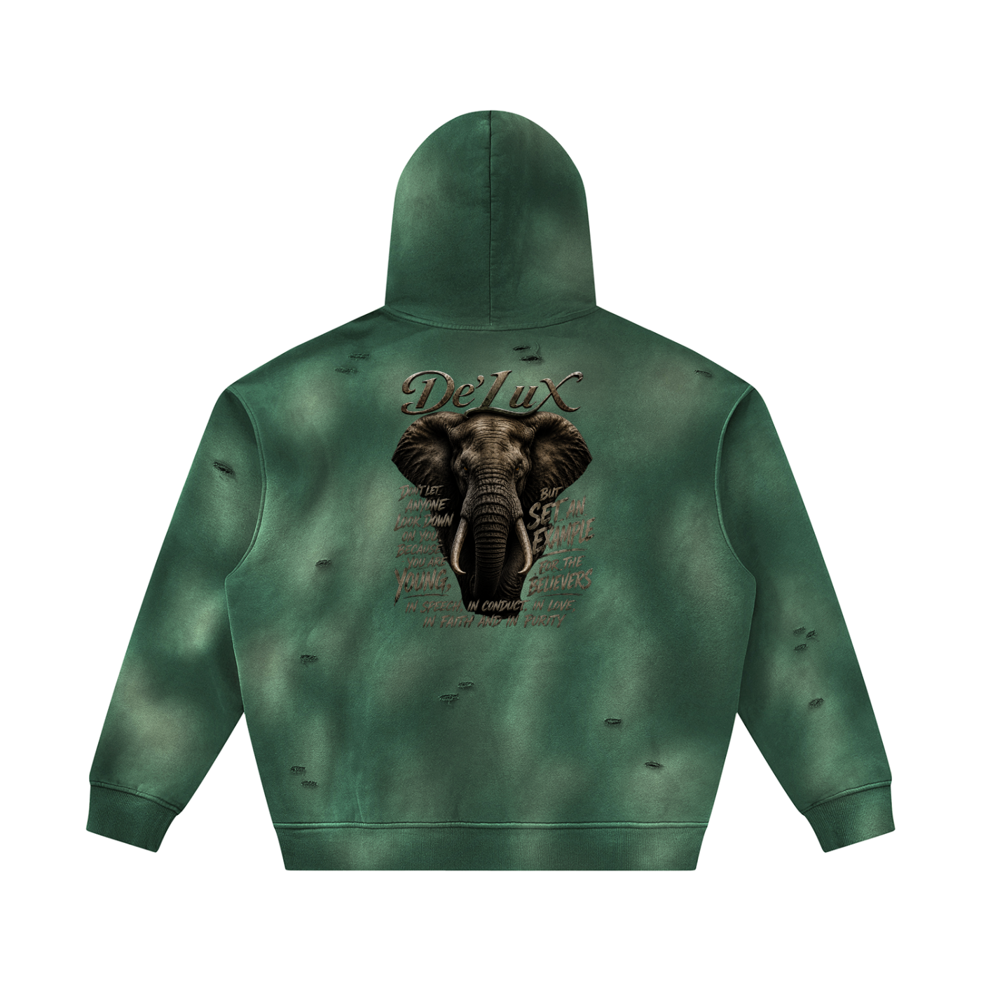 Elephant Sunfade Frayed Fleece Hoodie