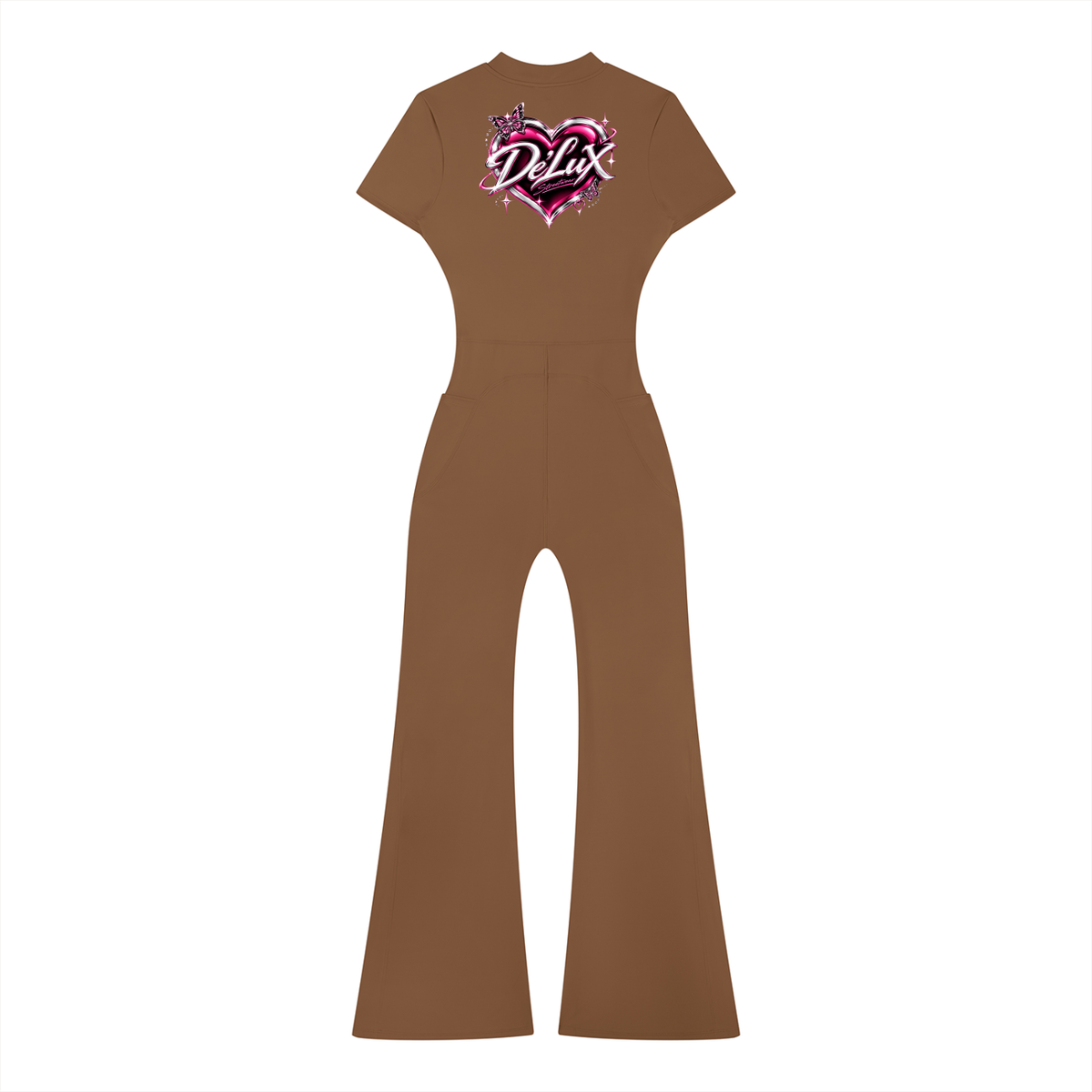DeLuX Women’s Tight Flared Leg Quarter-Zip Jumpsuit