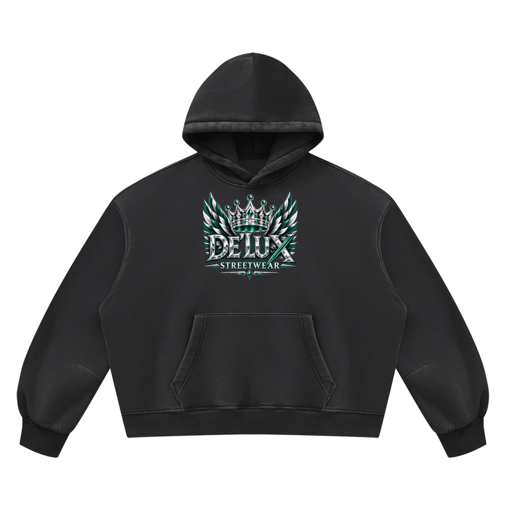 DeLuX Vintage Wash Boxy Fleece Hoodie