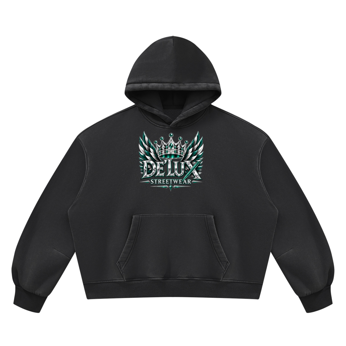 DeLuX Vintage Wash Boxy Fleece Hoodie