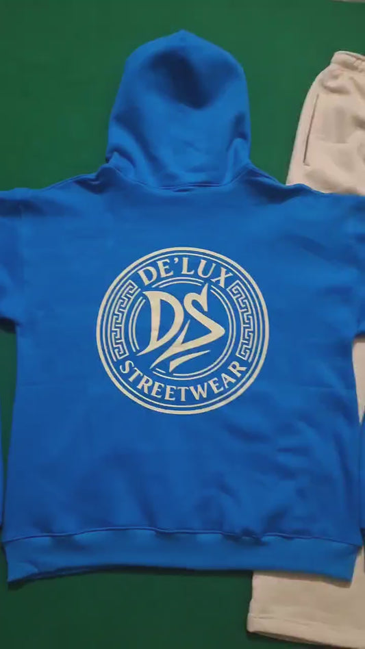 De’LuX Streetwear Turquoise/Beige Hoodie